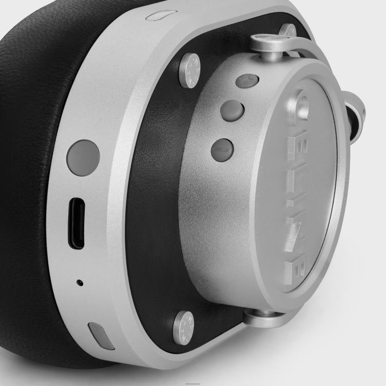 CELINE zwart hoofdtelefoon van glad kalfs- en lamsleer met gegraveerde tekst 4TLH81665