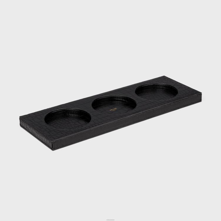 CELINE zwart kaarsenbakje in krokodil 4TLH81520