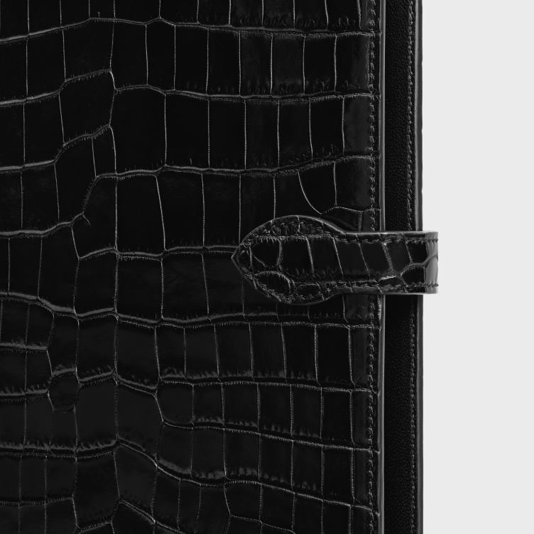 CELINE zwart medium notitieboekomslag in krokodil 4TLH81639