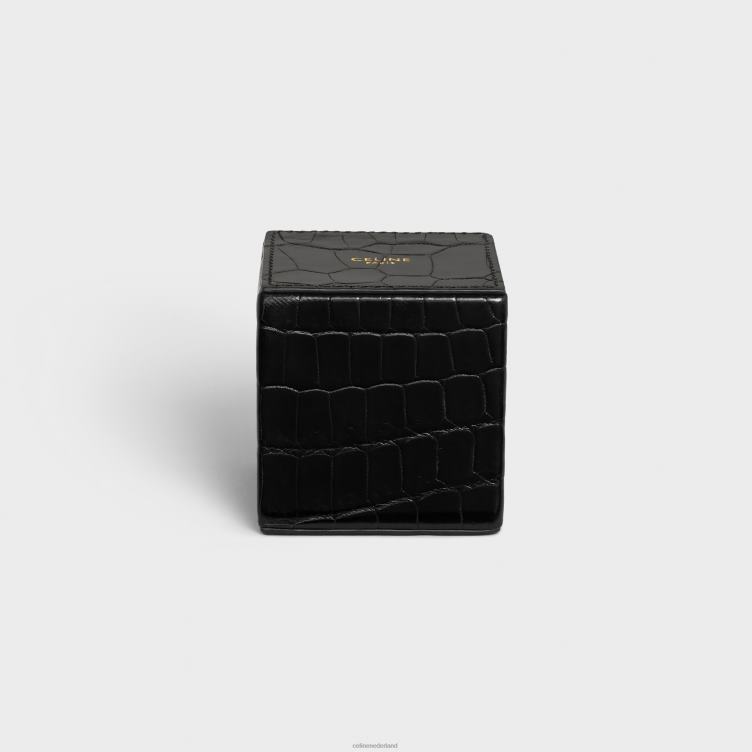 CELINE zwart vierkant presse-papier in krokodil 4TLH81652