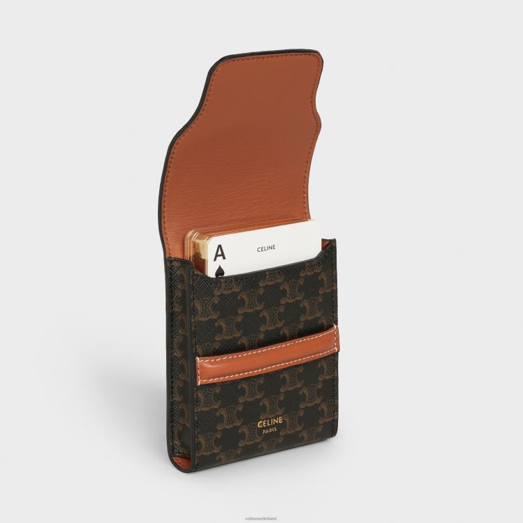 CELINE zwart wit speelkaartendoosje van triomphe canvas en lamsleer 4TLH81669