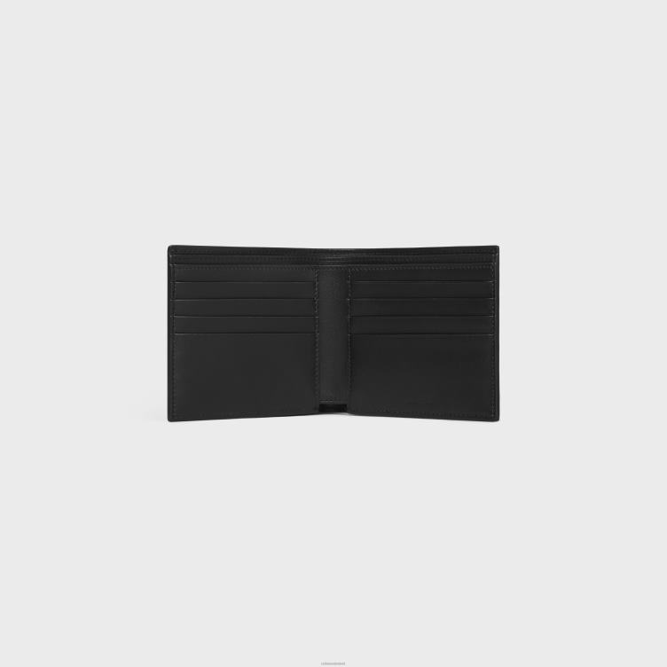 CELINE zwart Tweevoudige portemonnee van kalfsleer met triomphe-reliëf 4TLH82111