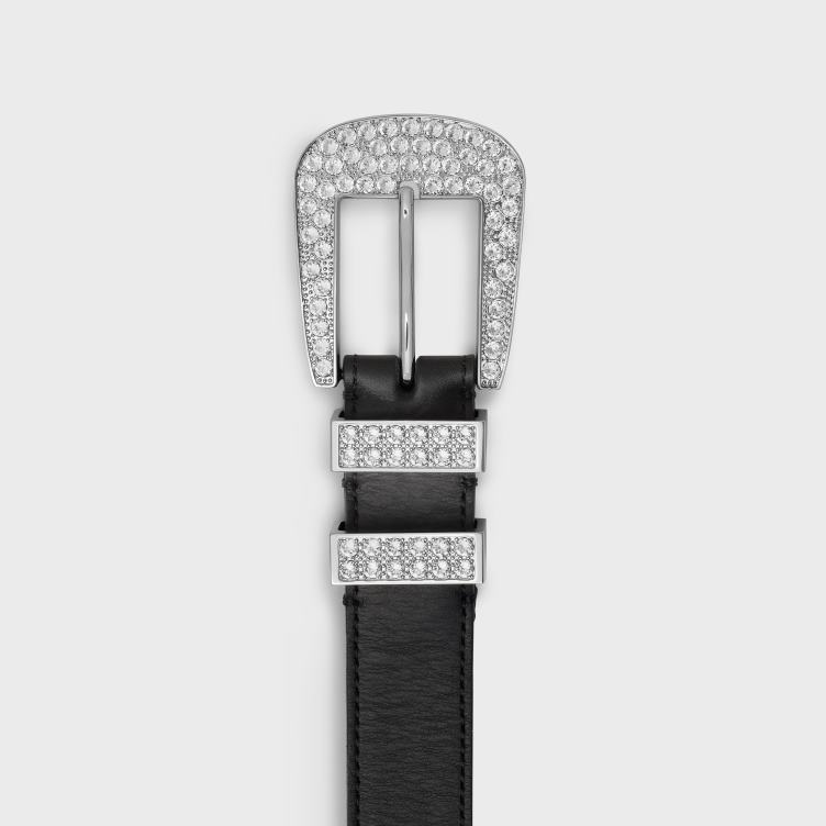 CELINE zwart medium marco riem met strass van vintage kalfsleer 4TLH82205