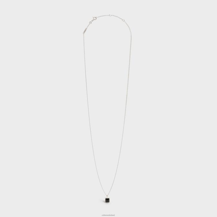 CELINE zilver/onyx aiguise ketting van sterling zilver met rhodiumafwerking en onyx 4TLH82288