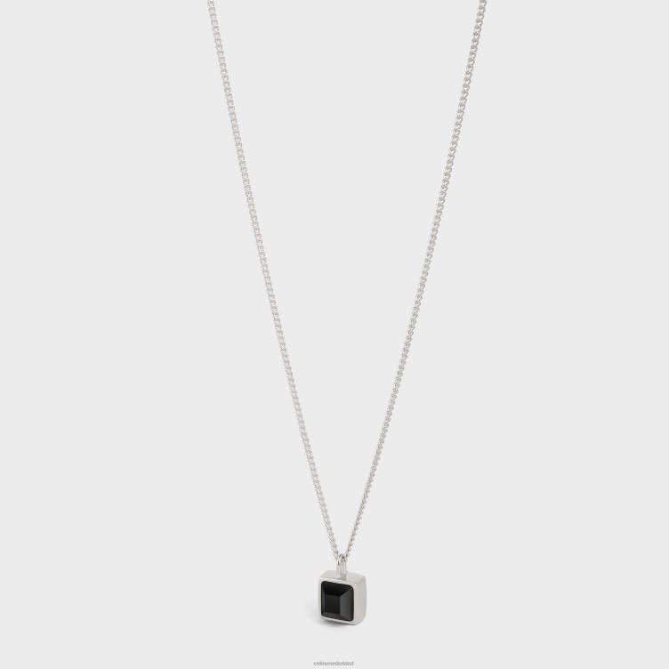 CELINE zilver/onyx aiguise ketting van sterling zilver met rhodiumafwerking en onyx 4TLH82288