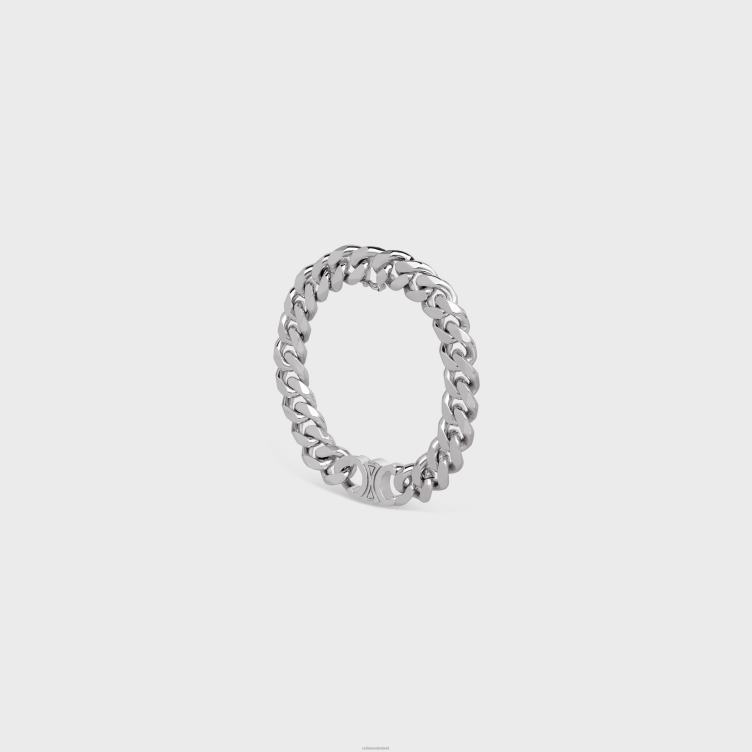 CELINE zilver triomphe gourmette armband in messing met rhodiumafwerking 4TLH82280