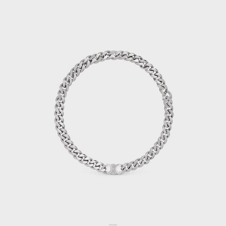 CELINE zilver triomphe gourmette ketting in messing met rhodiumafwerking 4TLH82277