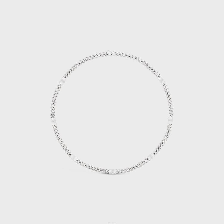 CELINE zilver triomphe kleine gourmette ketting in messing met rhodiumafwerking 4TLH82278