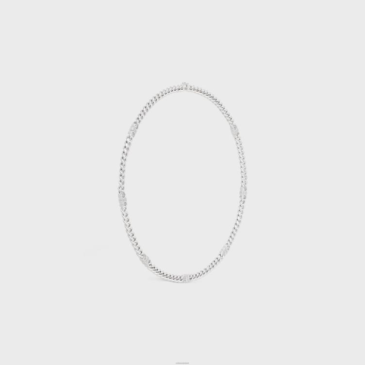 CELINE zilver triomphe kleine gourmette ketting in messing met rhodiumafwerking 4TLH82278