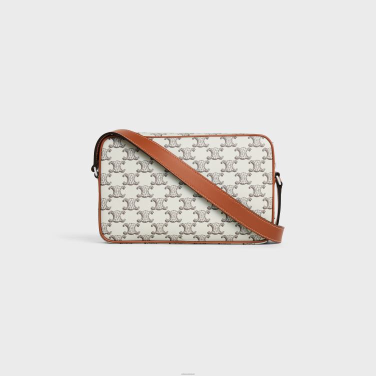 CELINE bruin/ecru Medium messengertas van triomphe canvas met print 4TLH82091