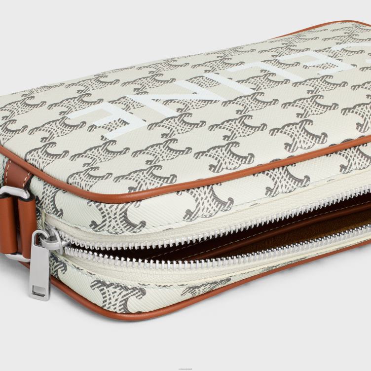 CELINE bruin/ecru Medium messengertas van triomphe canvas met print 4TLH82091