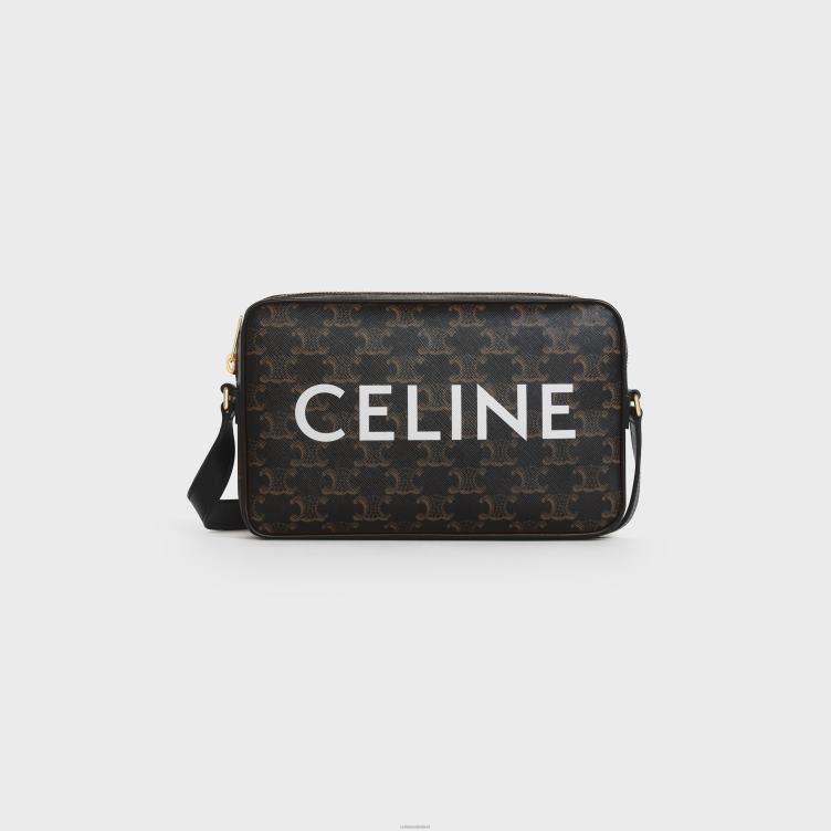CELINE zwart Medium messengertas van triomphe canvas met print 4TLH82090