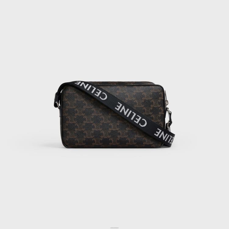 CELINE zwart Middelgrote messengertas van triomphe-canvas 4TLH82089