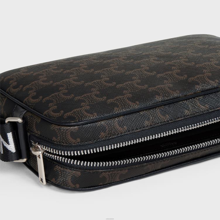 CELINE zwart Middelgrote messengertas van triomphe-canvas 4TLH82089