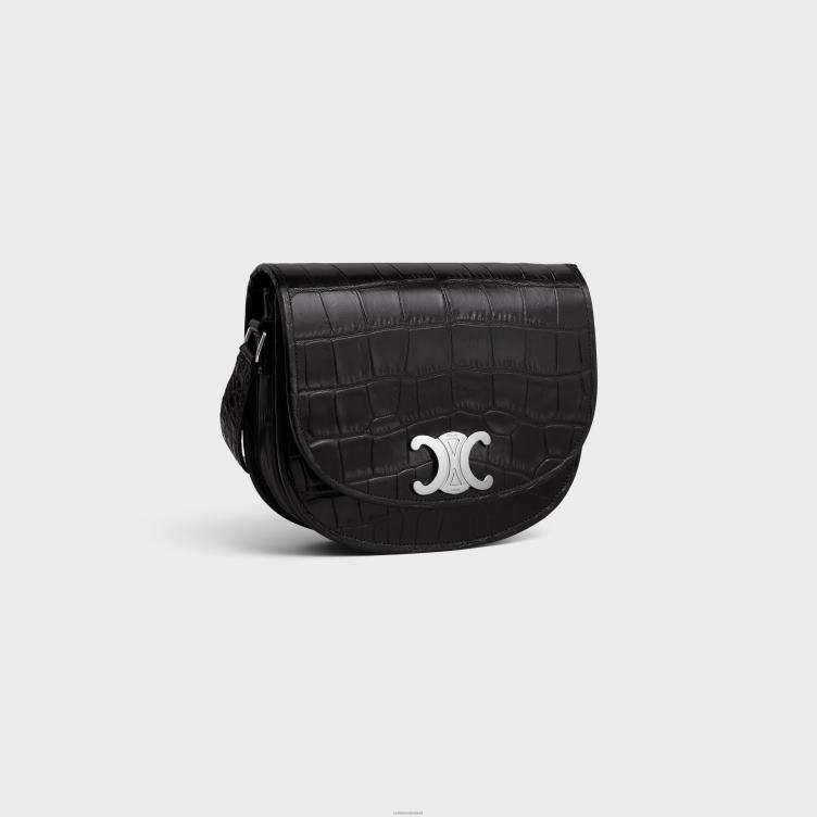 CELINE zwart medium besace triomphe van kalfsleer met krokodillenreliëf 4TLH82106