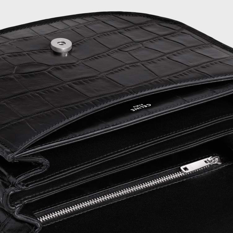 CELINE zwart medium besace triomphe van kalfsleer met krokodillenreliëf 4TLH82106