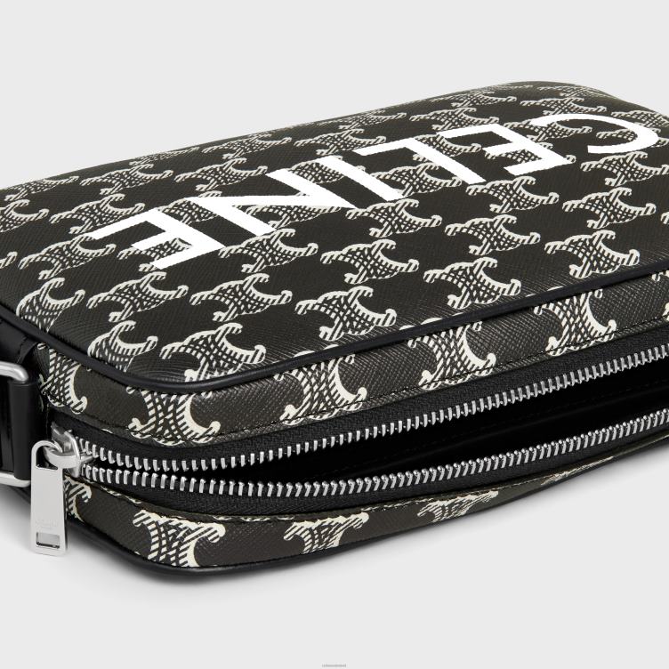 CELINE zwart wit Medium messengertas van triomphe canvas tweekleurig met print 4TLH82082