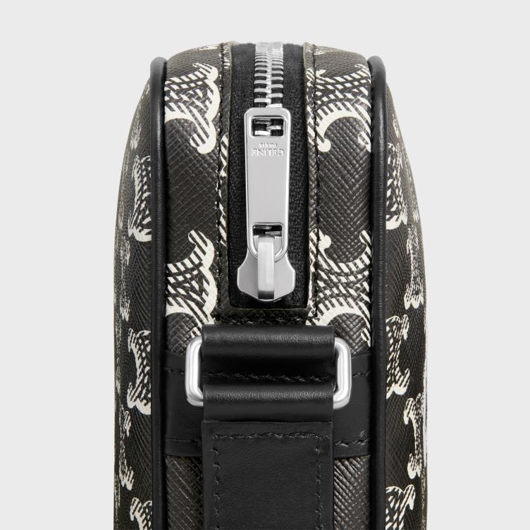 CELINE zwart wit Medium messengertas van triomphe canvas tweekleurig met print 4TLH82082