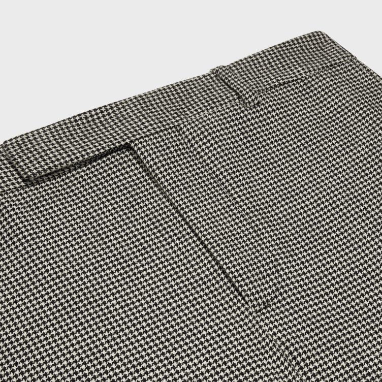 CELINE craie/noir uitlopende broek van wol en kasjmier 4TLH81896