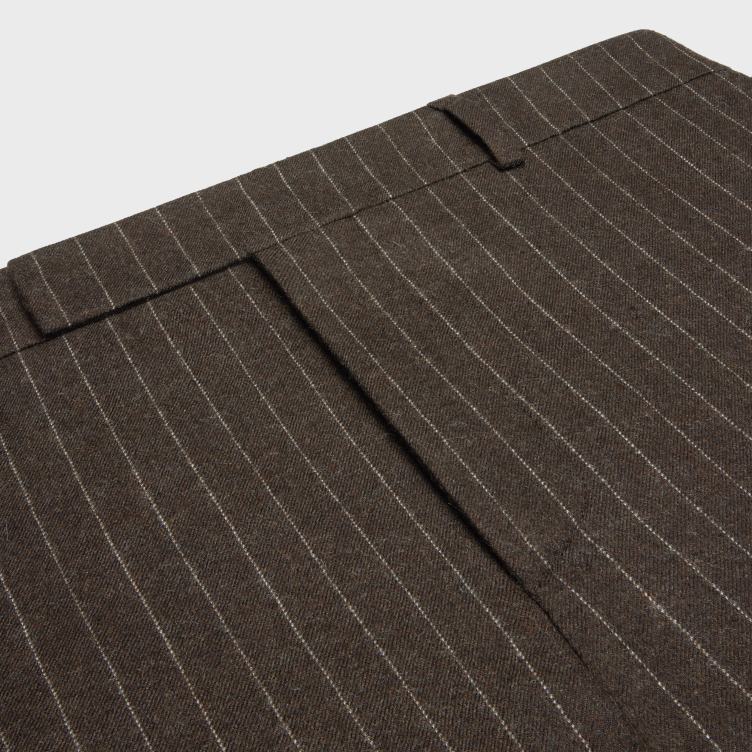 CELINE kastanje/craie uitlopende broek van gestreept flanel 4TLH81894
