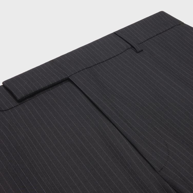 CELINE zwart/gris klassieke gestreepte flanellen broek 4TLH81901