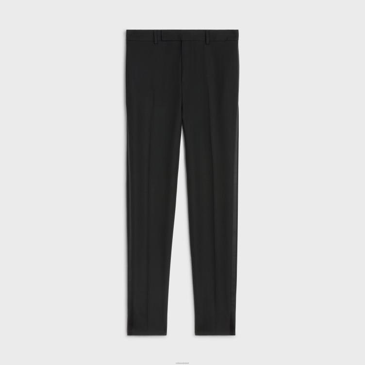 CELINE zwart klassieke smokingbroek in grain de poudre 4TLH81897