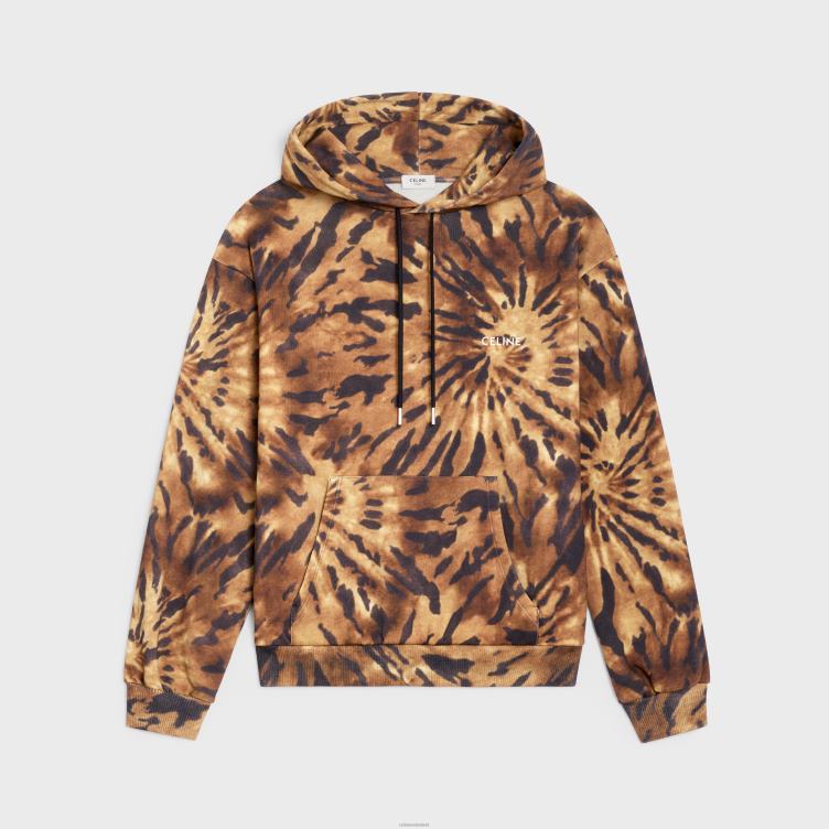 CELINE bruin/zwart/gebroken wit losse hoodie van jerseyfleece 4TLH81946