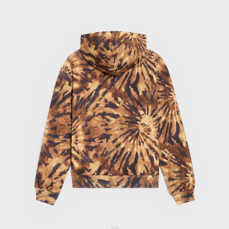 CELINE bruin/zwart/gebroken wit losse hoodie van jerseyfleece 4TLH81946