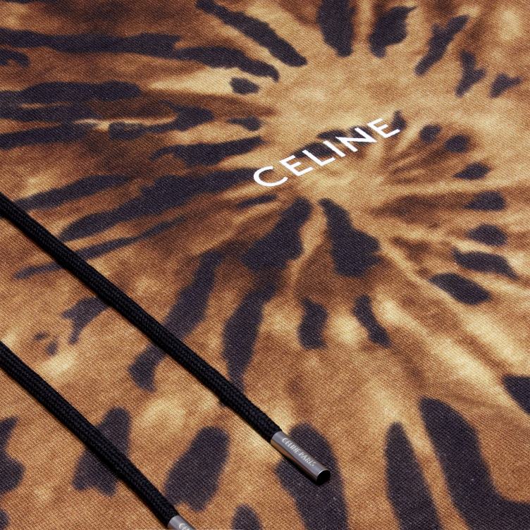 CELINE bruin/zwart/gebroken wit losse hoodie van jerseyfleece 4TLH81946