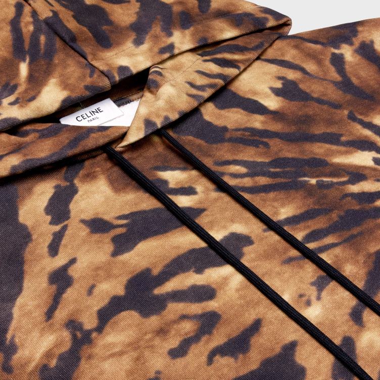 CELINE bruin/zwart/gebroken wit losse hoodie van jerseyfleece 4TLH81946