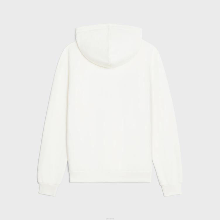 CELINE gebroken wit/blauw losse golfhoodie van katoenfleece 4TLH81948