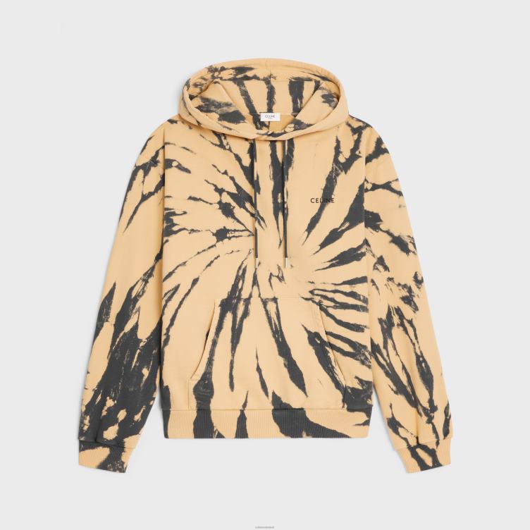 CELINE grijs/beige/zwart losse hoodie van katoenfleece 4TLH81947