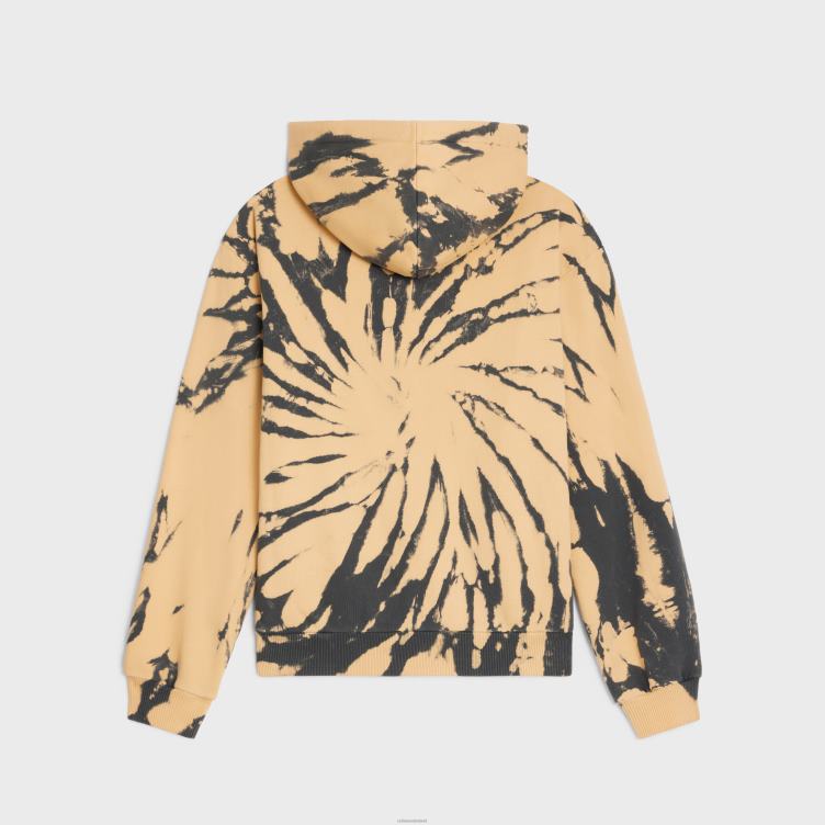 CELINE grijs/beige/zwart losse hoodie van katoenfleece 4TLH81947