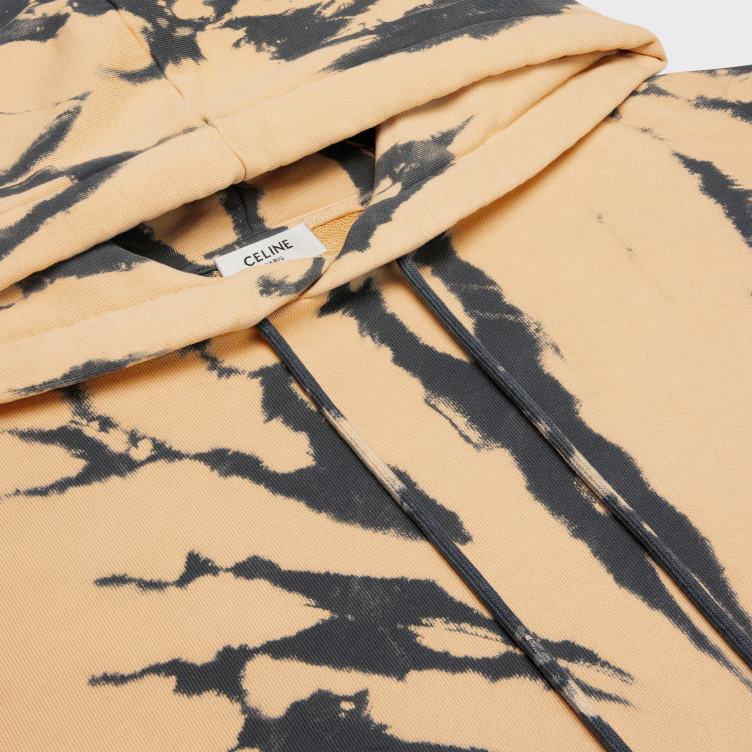 CELINE grijs/beige/zwart losse hoodie van katoenfleece 4TLH81947