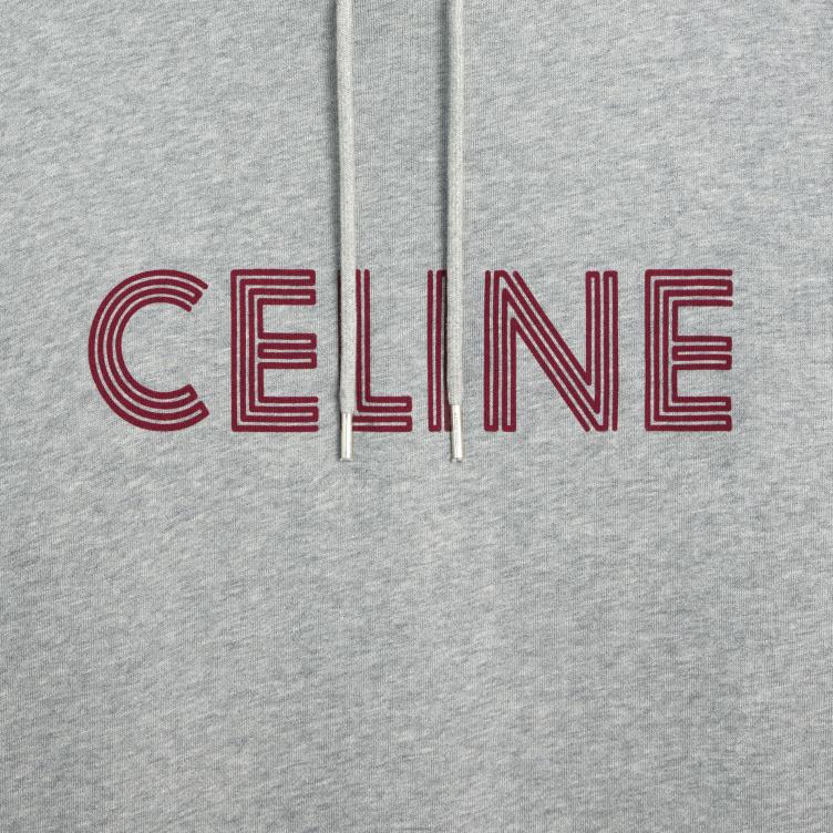 CELINE grijs gemêleerd/bordeaux losse hoodie van katoenfleece 4TLH81941