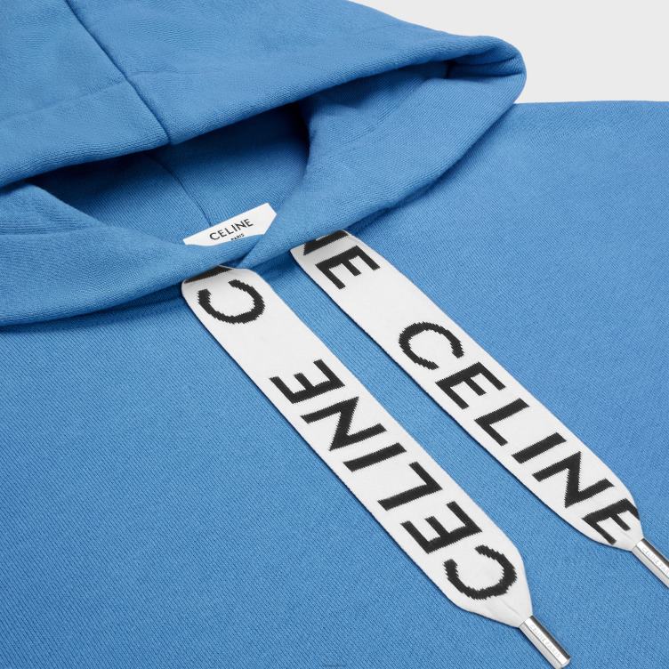 CELINE vuil blauw losse hoodie van katoenfleece 4TLH81812