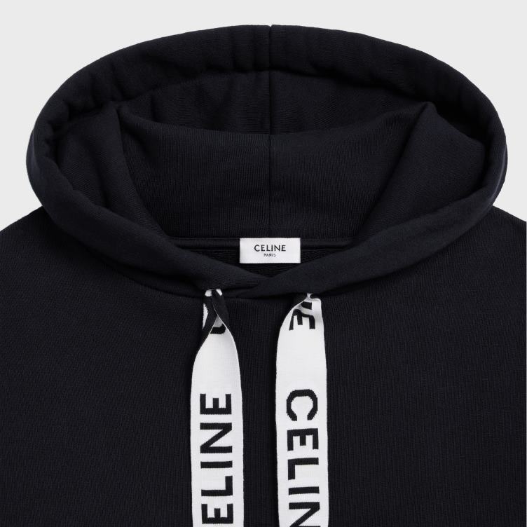 CELINE zwart losse hoodie van katoenfleece 4TLH81937