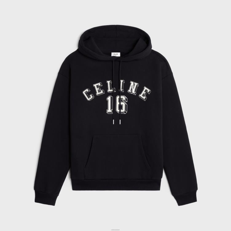 CELINE zwart wit 16 losse hoodie van katoenfleece 4TLH81809