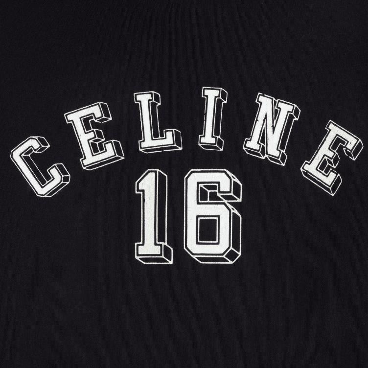 CELINE zwart wit 16 losse hoodie van katoenfleece 4TLH81809