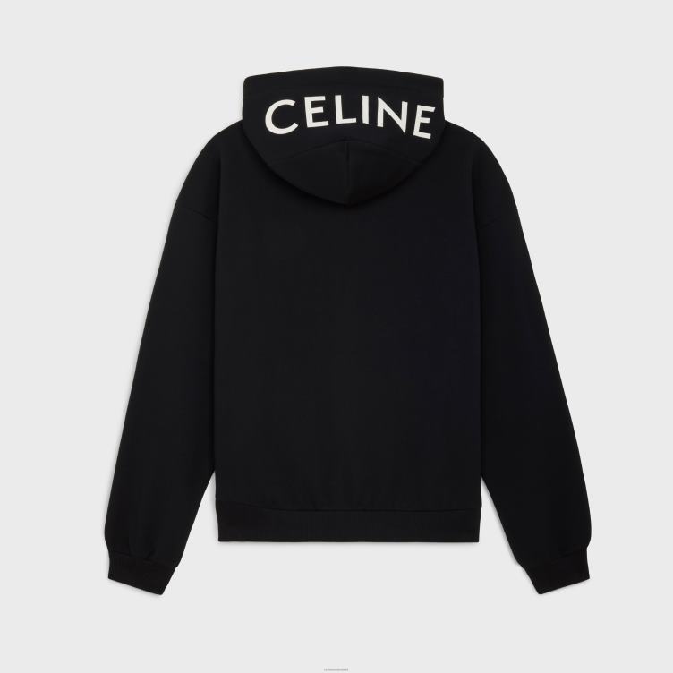 CELINE zwart wit losse hoodie van katoenfleece 4TLH81942
