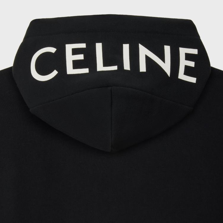 CELINE zwart wit losse hoodie van katoenfleece 4TLH81942