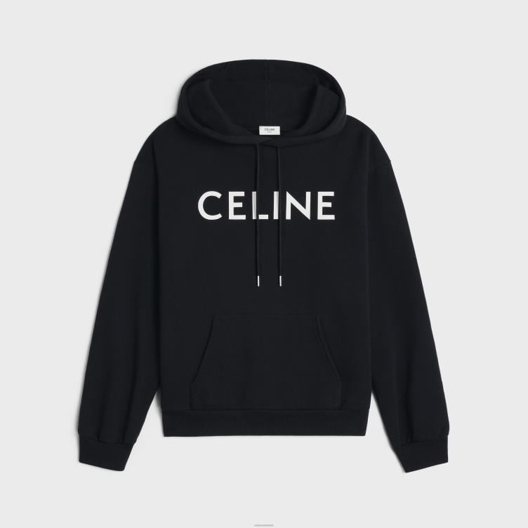 CELINE zwart wit losse hoodie van katoenfleece 4TLH81944