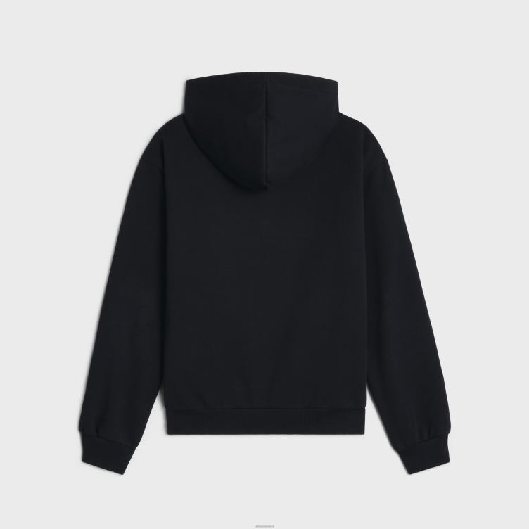 CELINE zwart wit losse hoodie van katoenfleece 4TLH81944