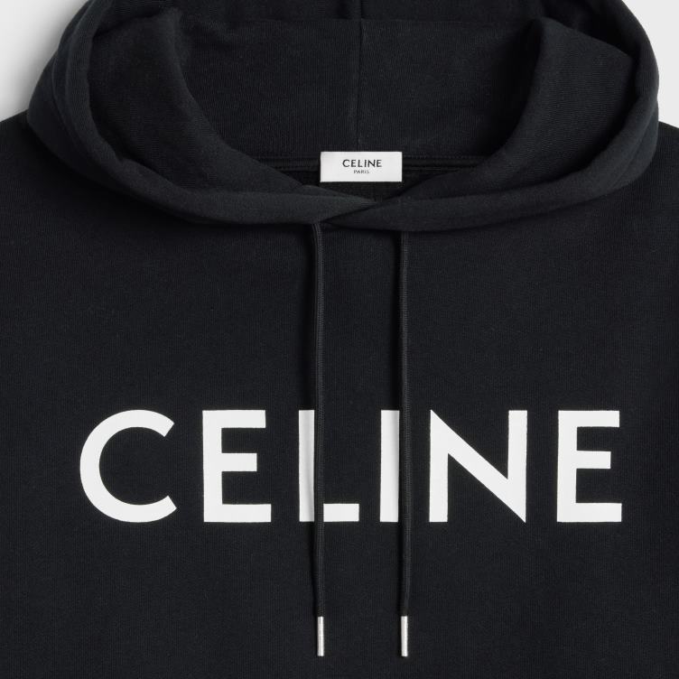 CELINE zwart wit losse hoodie van katoenfleece 4TLH81944