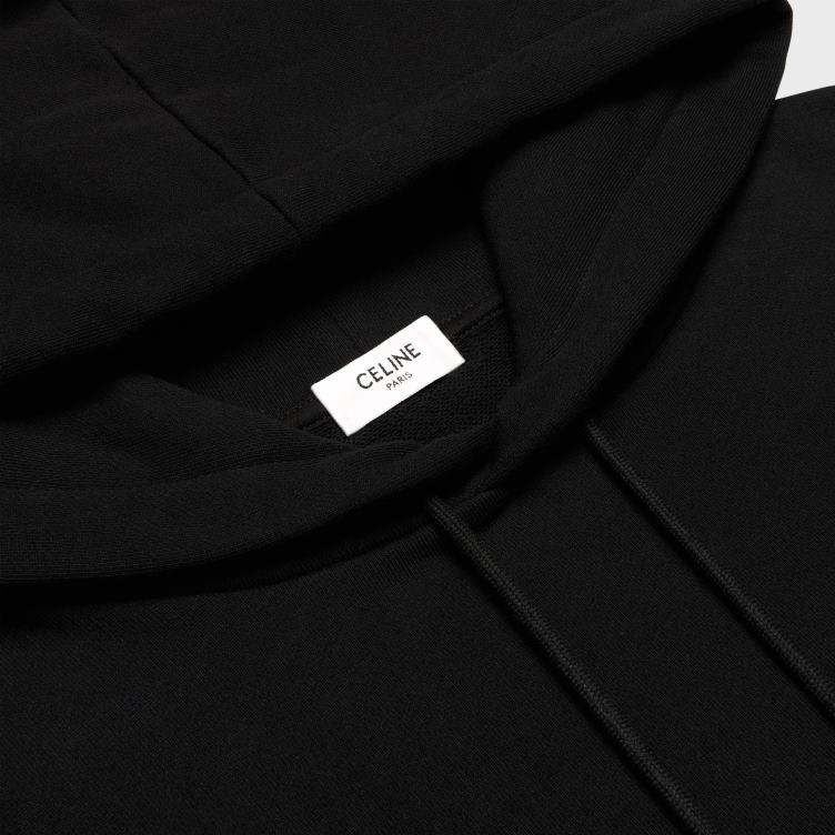 CELINE zwart zilver losse hoodie met studs van katoenfleece 4TLH81939