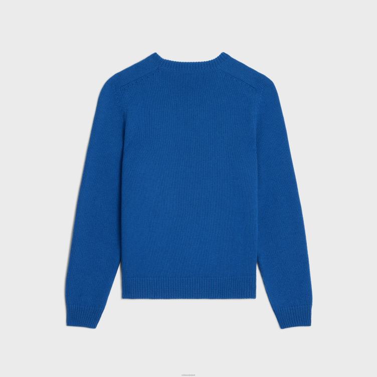 CELINE koningsblauw triomphe trui met ronde hals van kasjmierwol 4TLH81958