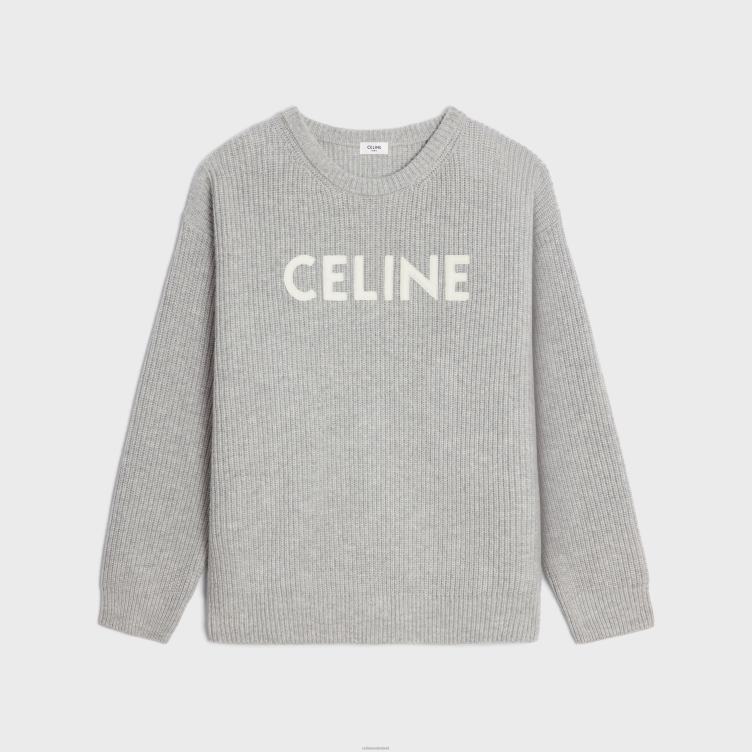 CELINE lichtgrijs Oversized trui van geribde wol 4TLH81797