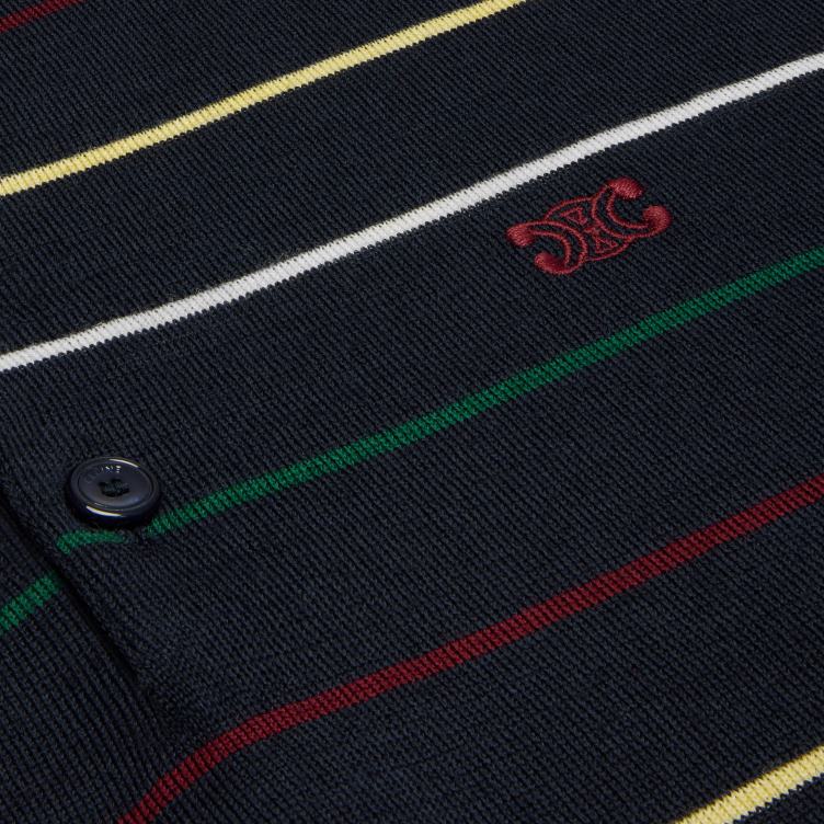 CELINE marine/veelkleurig gestreepte triomphe polo van fijne wol 4TLH81978