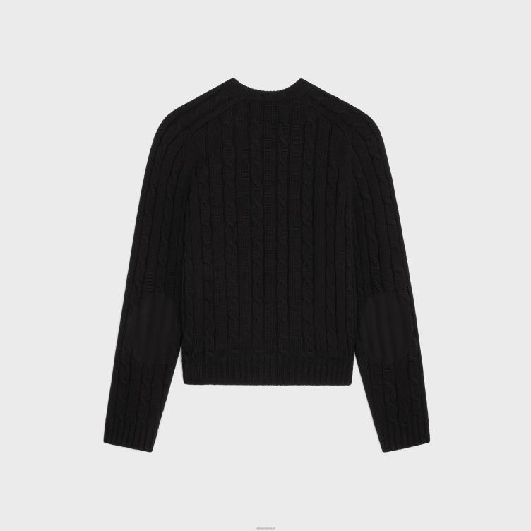 CELINE zwart Kabelgebreide triomphe-trui van kasjmier 4TLH81790