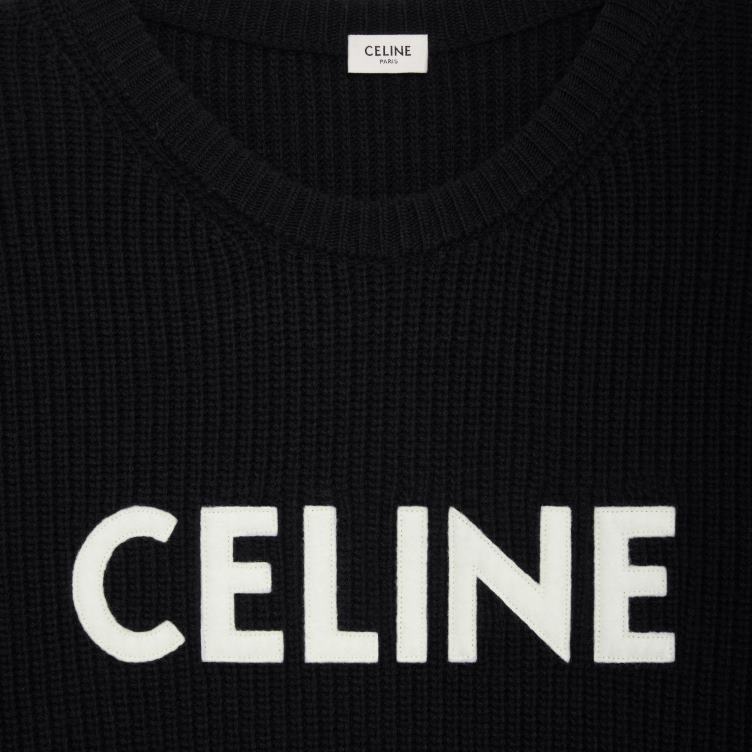 CELINE zwart Oversized trui van geribde wol 4TLH81972